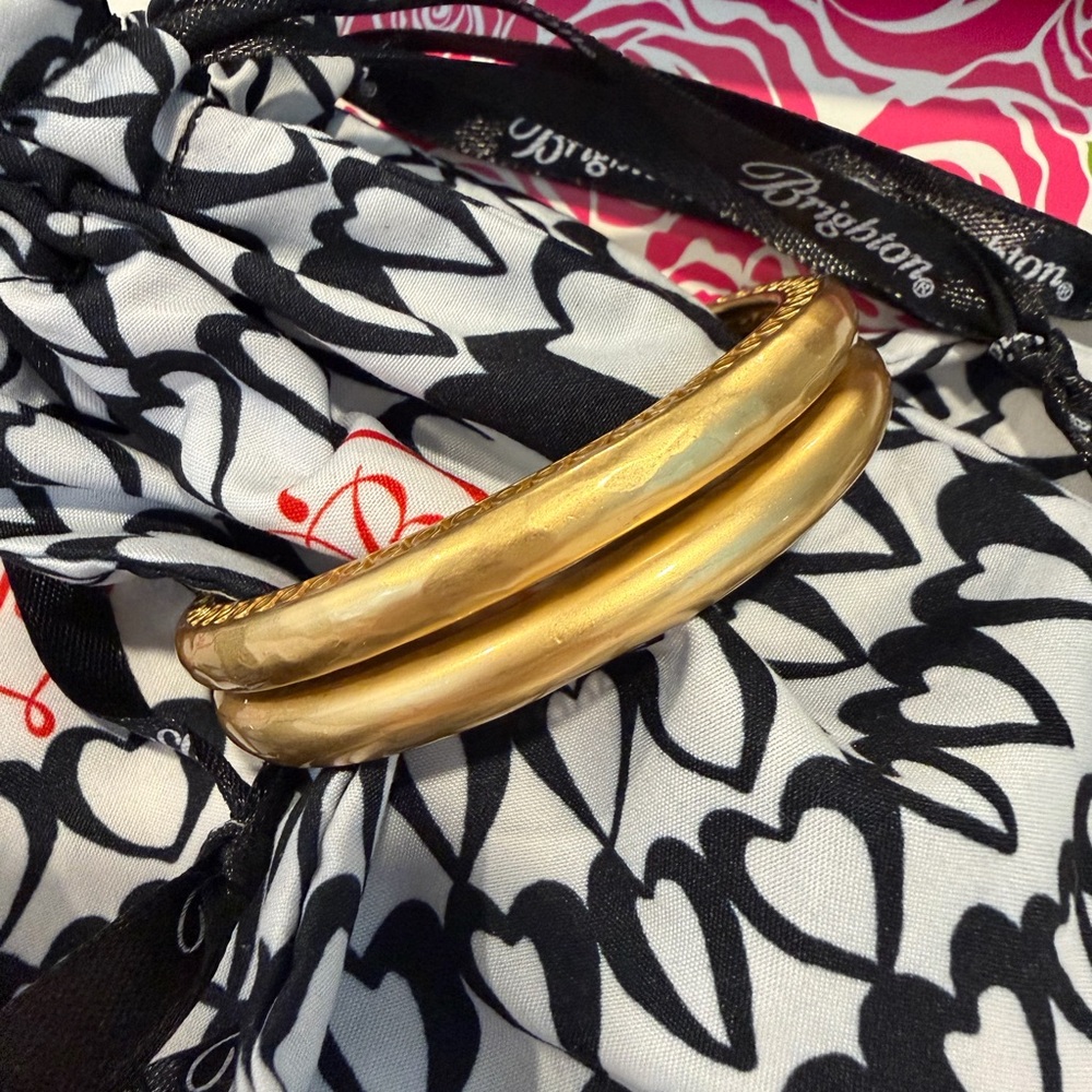 Brighton Inner Circle Double Hinged Brushed Gold Cuff NWOT